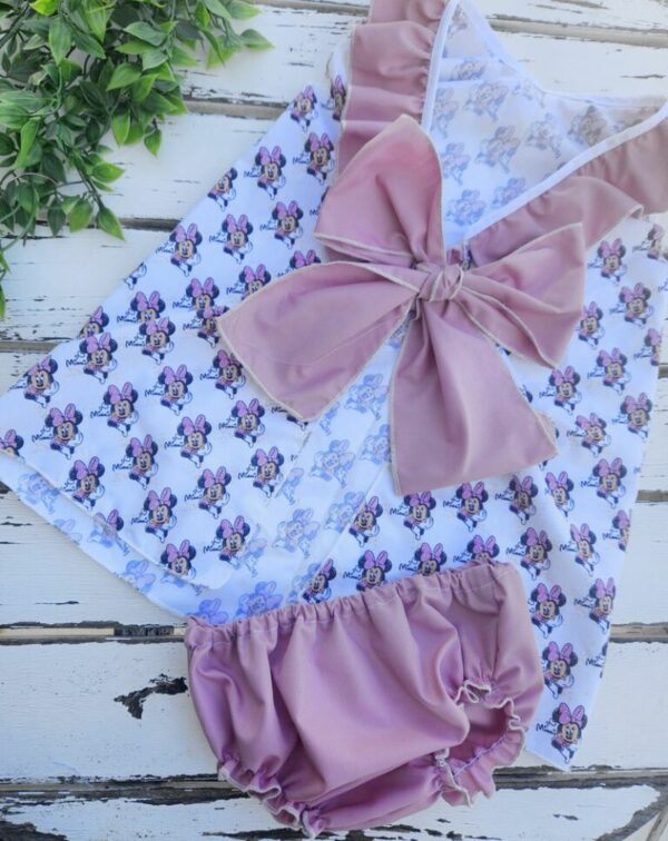 Vestido minnie mouse con braguitas rosa