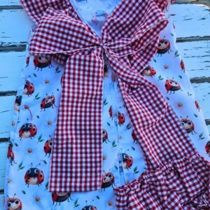 Vestido mariquita con braguitas de cuadros vichy rojo