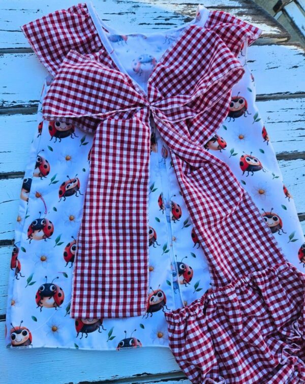 Vestido mariquita con braguitas de cuadros vichy rojo