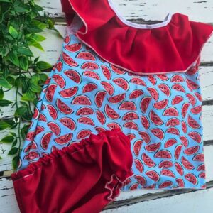 Vestido sandia con braguitas de color rojo - telasyretales.com