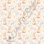 Tela diseño conejo y flores