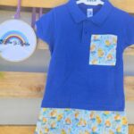 Conjunto de polito de mangas cortas con short diseño pollito