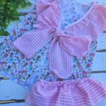 Vestido princesas disney con braguitas de cuadros vichy rosa