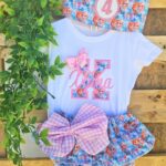 Conjunto de Cumpleaños camiseta y cubrepañal con volantes de Frozen inicial y nombre