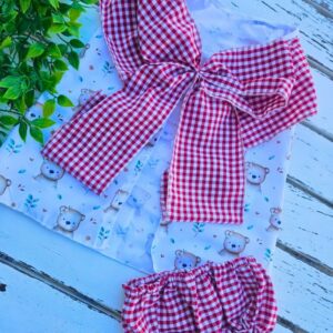 Vestido osito con braguitas de cuadros vichy rojo