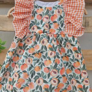 Vestido melocotón con braguitas de cuadros vichy naranja