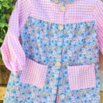 Babi escolar flores y cuadros vichy rosa