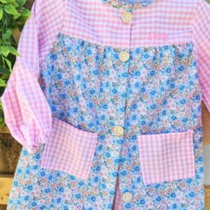 Babi escolar flores y cuadros vichy rosa