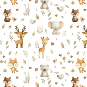 Tela Infantil Animalitos Baby Bosque Otoñal
