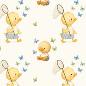 Tela Infantil Patito Atrapamariposas
