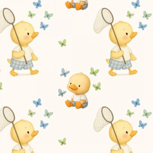 Tela Infantil Patito Atrapamariposas