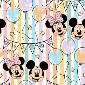 Tela Infantil Disney Mickey y Minnie Party