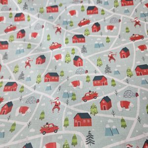 Tela navideña pueblos invernales