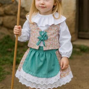 Traje de pastora personalizado VERDE con CHALECO- Especial Navidad