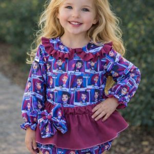 Conjunto de camisa de manga larga y cubrepañal Huntrix Pop burdeos