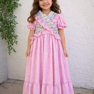 Vestido flamenca vichy rosa