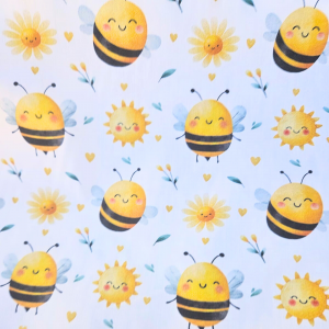 Tela Abejitas Kawaii Amarilla