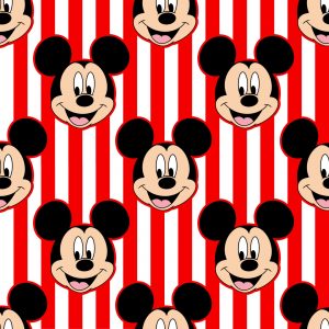 Tela Disney Mickey Rayas Rojas
