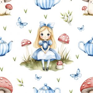 Tela fantasía Alicia setas vintage