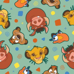 Tela infantil El Rey León verde