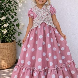 Vestido flamenca maxi lunares rosa