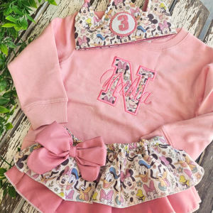 Conjunto de cumpleaños Minnie Rosa