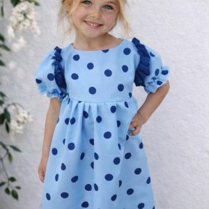 Vestido flamenca volantes lunares azul