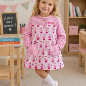 Babi Escolar Peppa Pig Princesa+ Cuadros Vichy Rosa