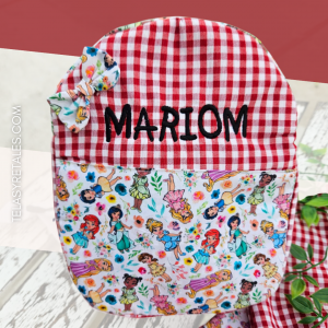 Mochila escolar Princesas Disney vichy rojo