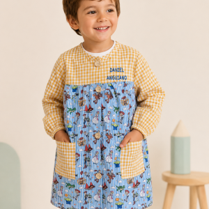 Babi Escolar Toy Story Vichy Mostaza + Estampado Infantil Azul