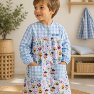Babi Escolar Vichy Celeste + Estampado Infantil de Personajes Disney y Pixar
